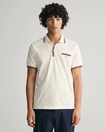 Piqué Poloshirt mit Randstreifen in 2 Farben